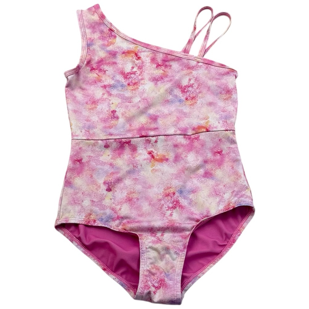Youth Cat & Jack One Shoulder Swimsuit Girls M 7 8 Pink Tie Dye One Piece